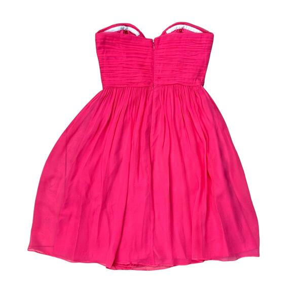 Donna Morgan 100% Silk Pink Sweetheart Strapless Mini Formal Bridesmaid Dress - Picture 2 of 7